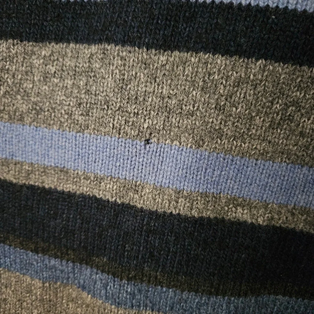 Banana Republic Wool Sweater Mens L Striped Mock Neck Preppy Grandpacore